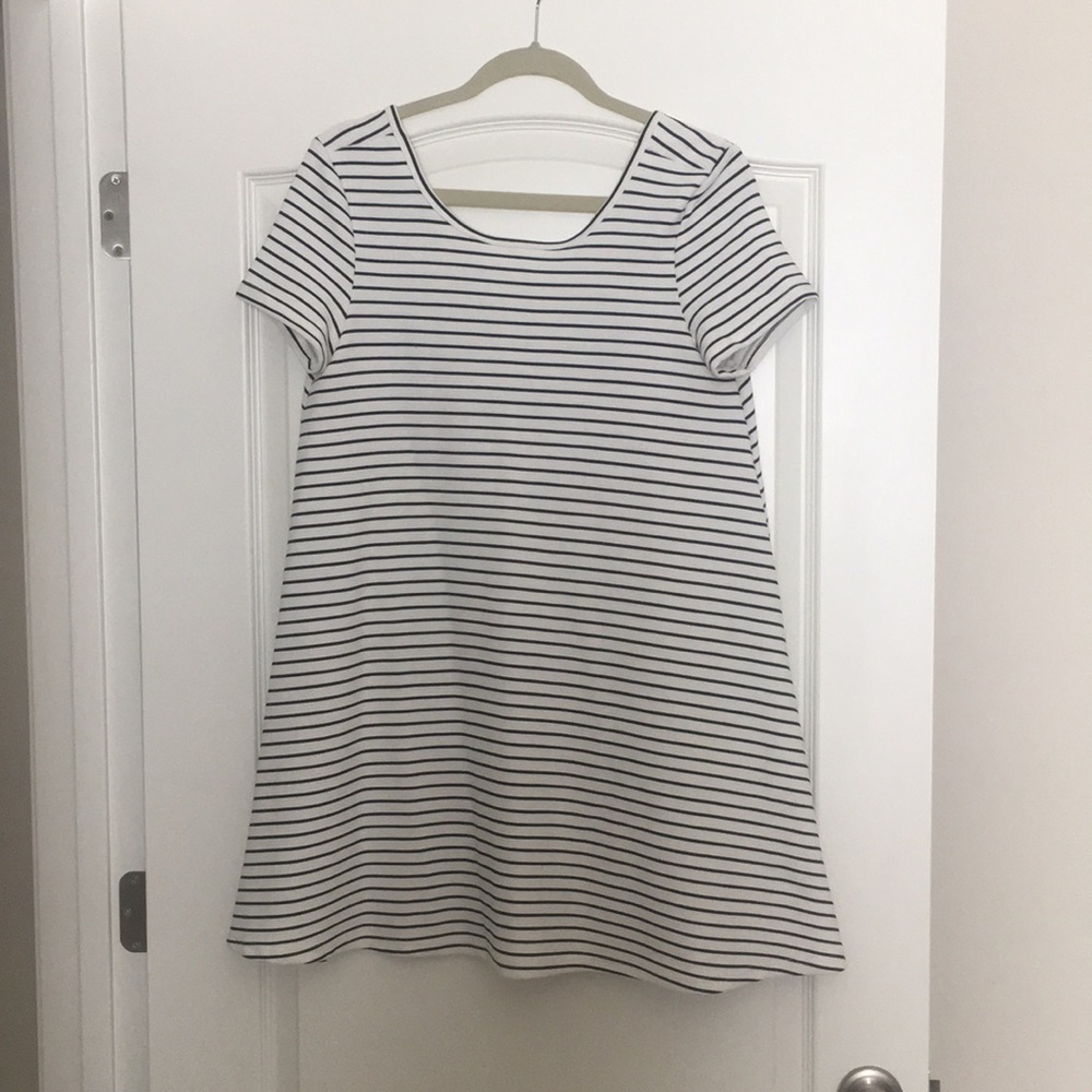 Striped navy and white summer dress